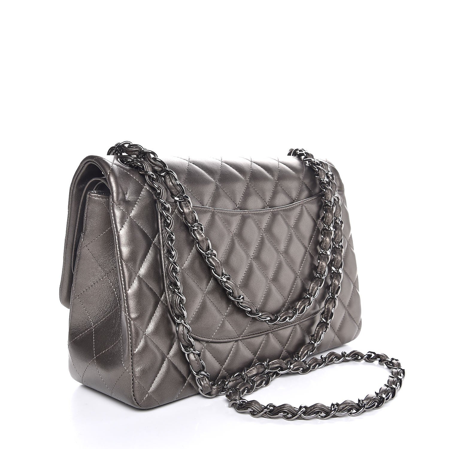 Chanel Metallic Lambskin Quilted Jumbo Double Flap Bronze 3 of 7