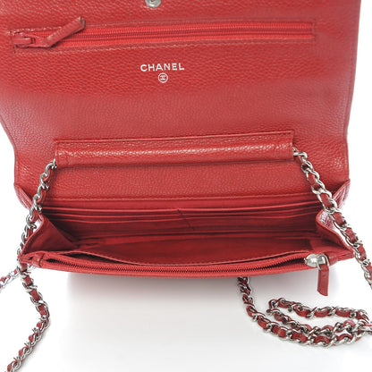 Chanel Caviar Quilted Wallet on Chain WOC Red 5 of 9