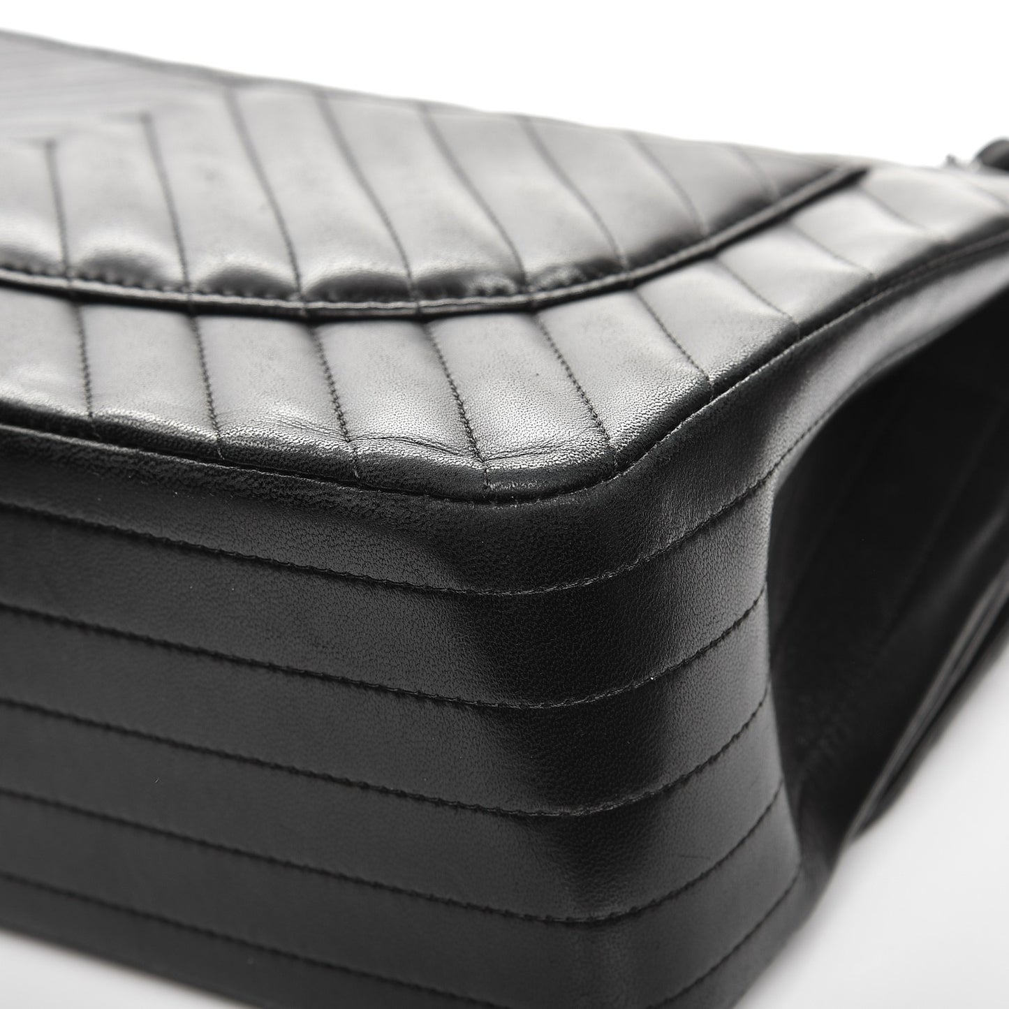 Lambskin Chevron Quilted Jumbo Double Flap So Black