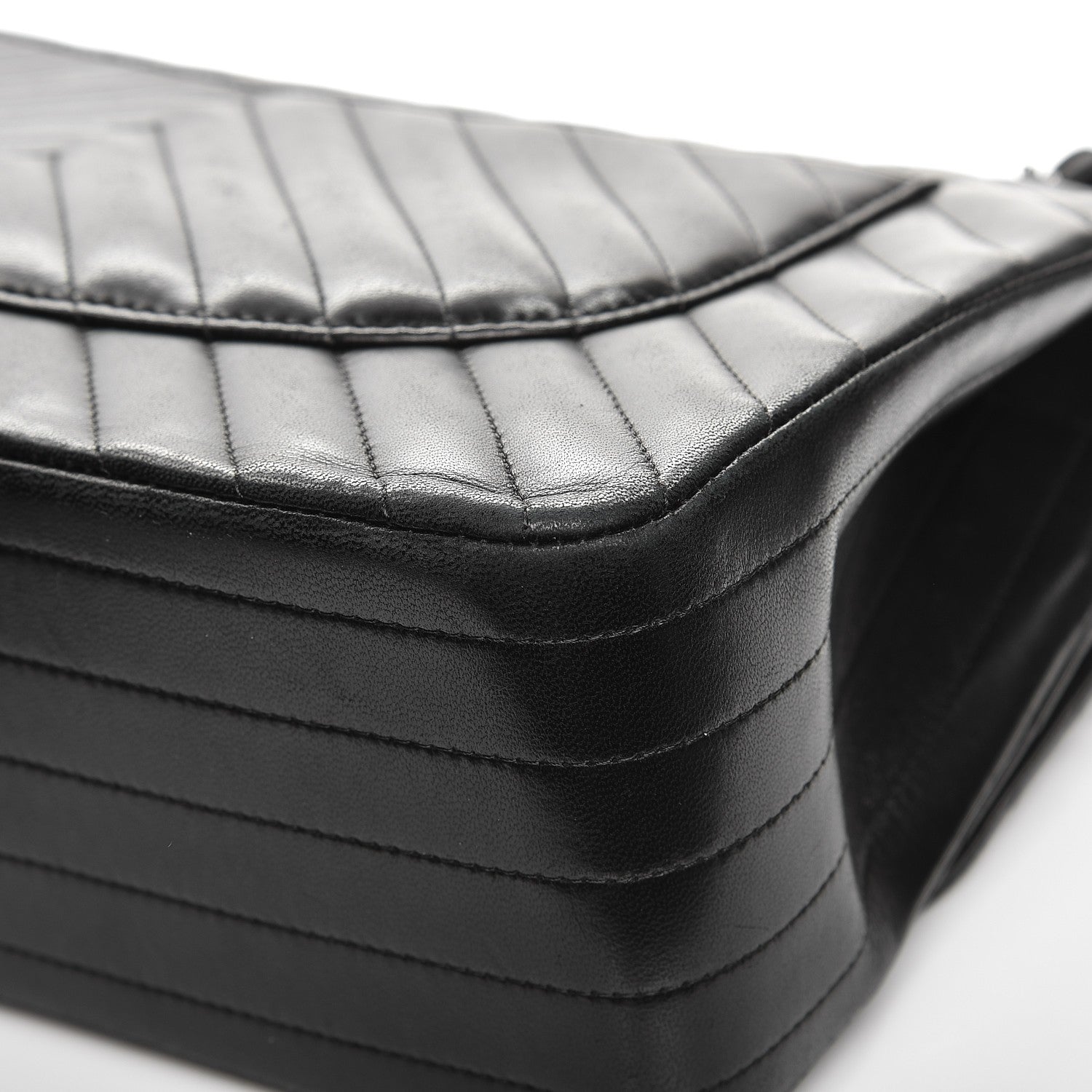 Chanel Lambskin Chevron Quilted Jumbo Double Flap So Black 12 of 15