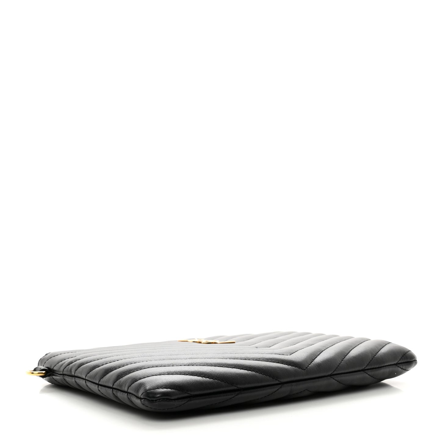 Calfskin Matelasse Chevron Monogram A5 Wristlet Black