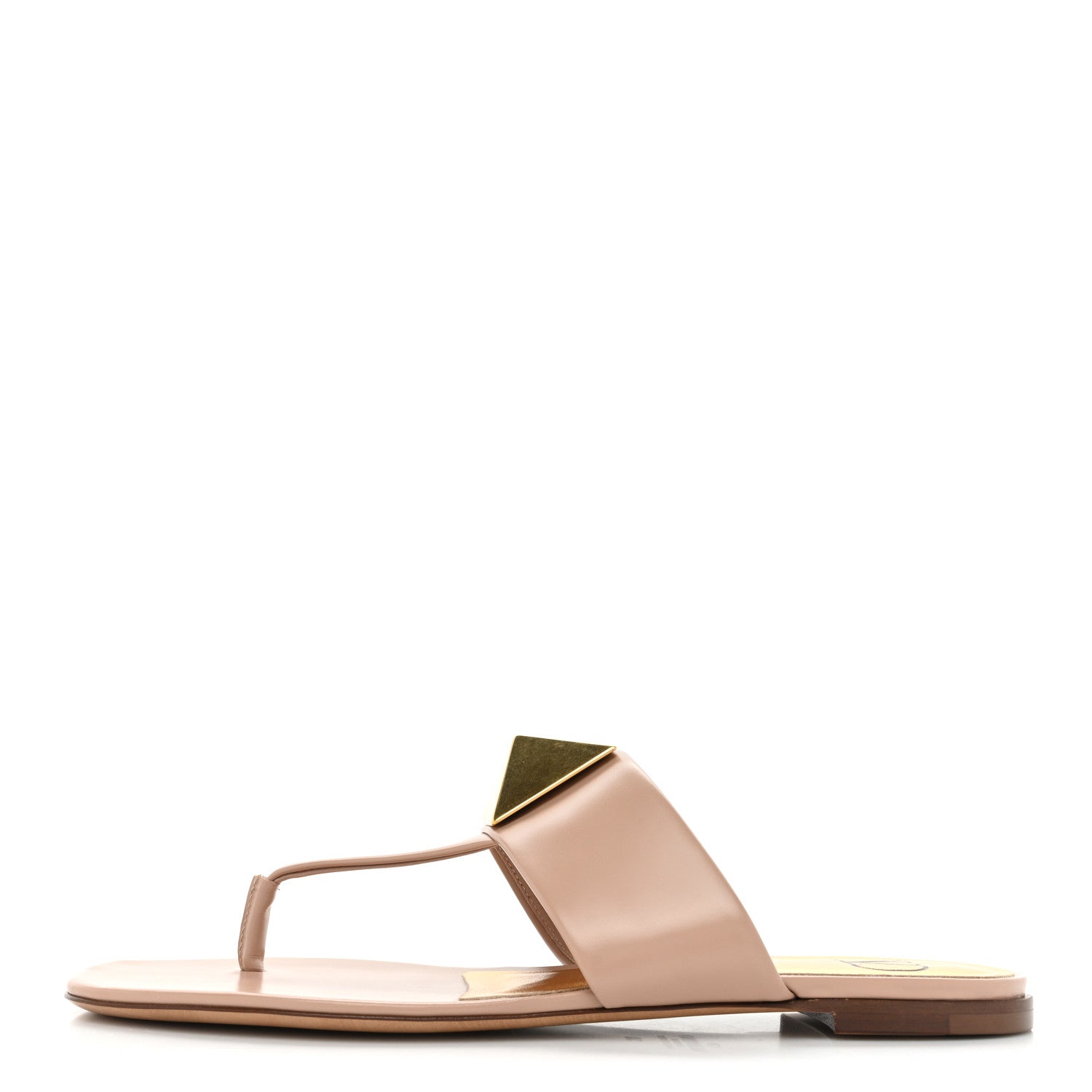 Valentino Garavani Calfskin One Stud Flat Thong Sandals 38 Rose Cannelle 1 of 10