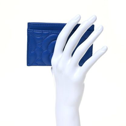 Chanel Caviar Camellia Quilted Card Holder Blue 2 of 12