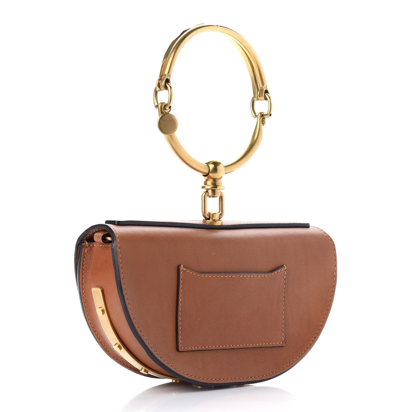 Calfskin Small Nile Bracelet Minaudiere Bag Caramel