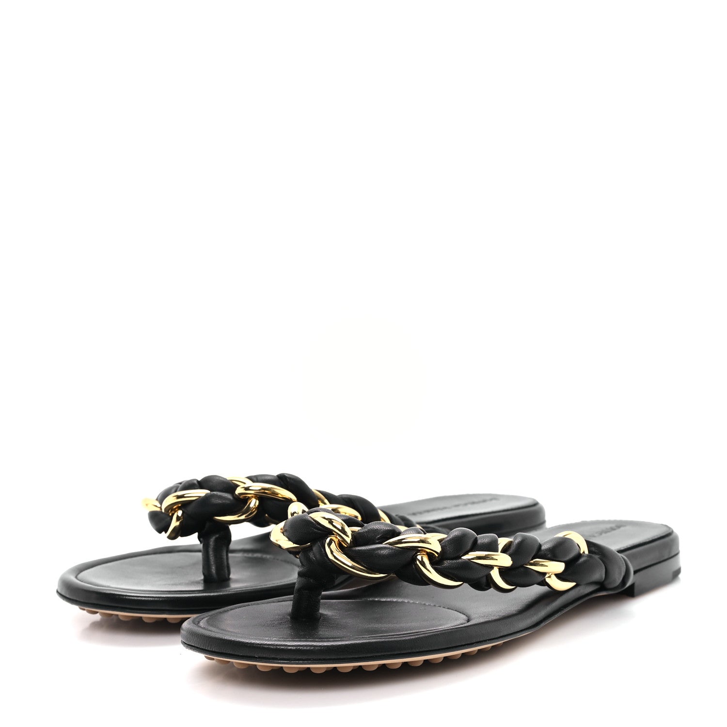 Bottega Veneta Nappa Chain Dot Flat Sandals 39.5 Black 4 of 9