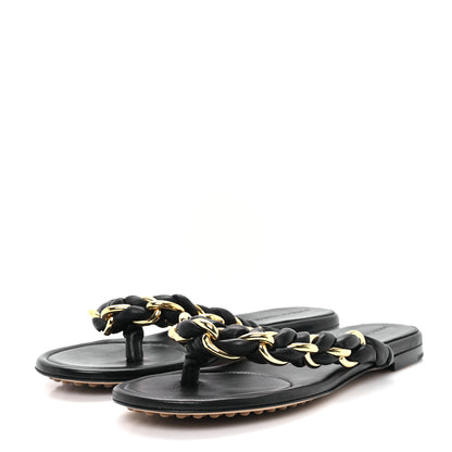 Bottega Veneta Nappa Chain Dot Flat Sandals 39.5 Black 4 of 9