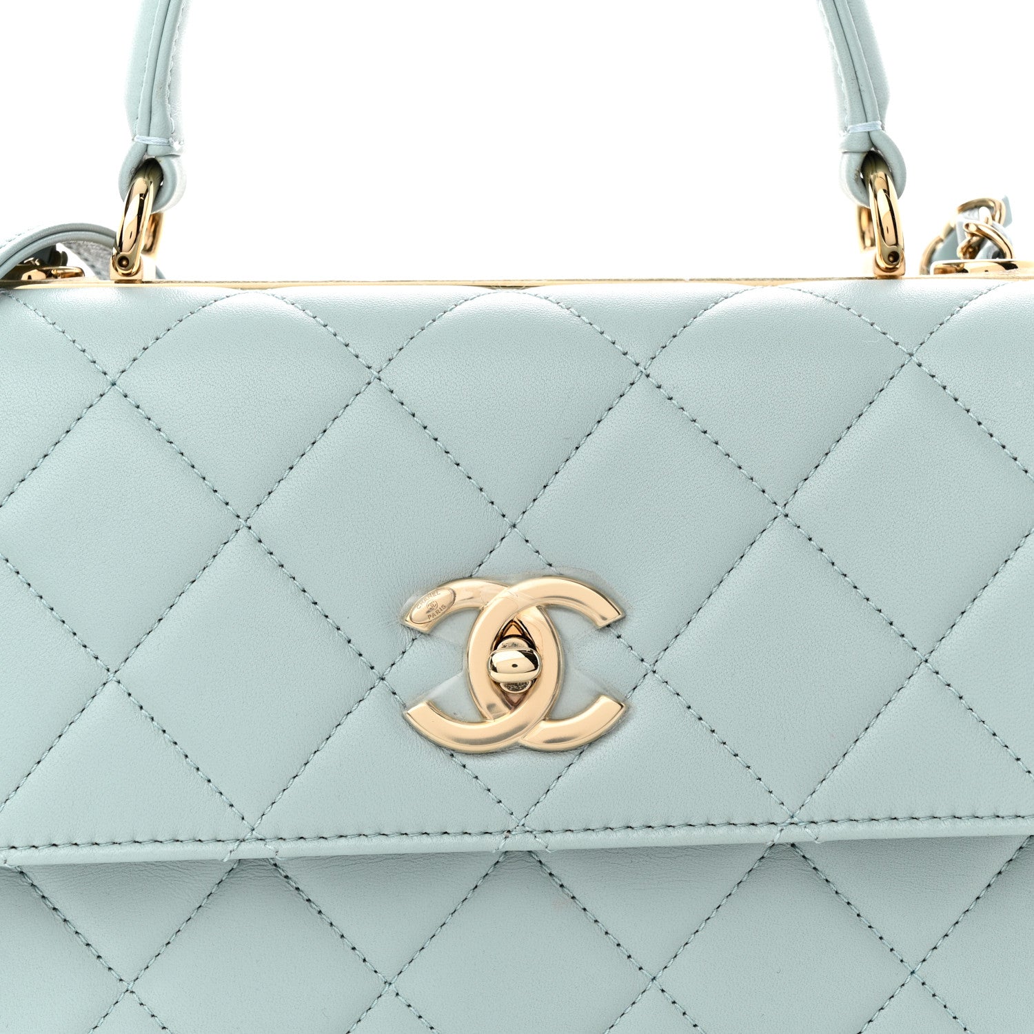 Chanel Lambskin Quilted Small Trendy CC Flap Dual Handle Bag Light Blue 9 of 13