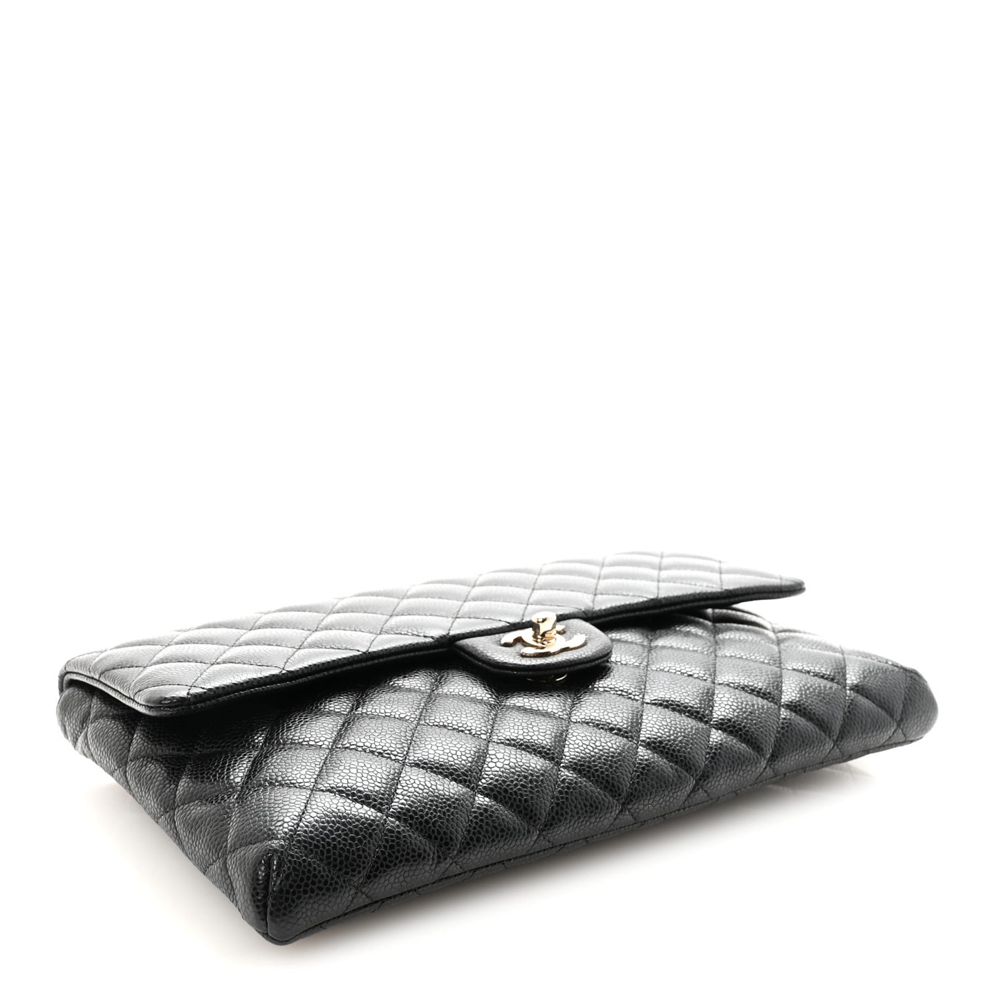 Caviar Quilted Flap Clutch Black