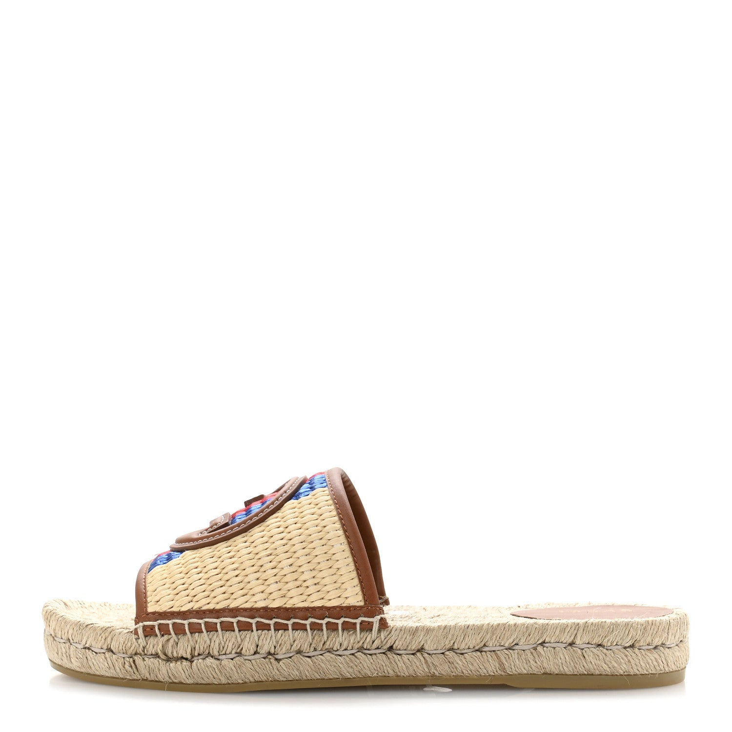 Gucci Raffia Interlocking G Flat Slide Espadrille Sandals 40  Natural Harness Brown 1 of 11