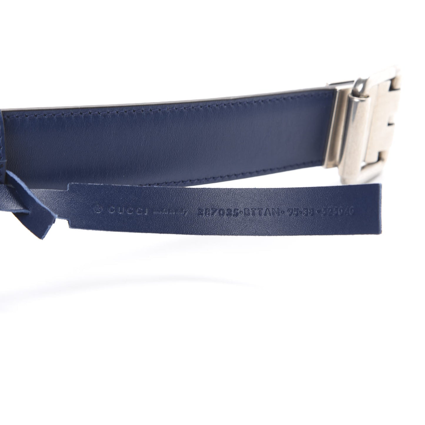 Selleria Calfskin GG Supreme Monogram Reversible 30mm Belt 95 38 Blue Beige