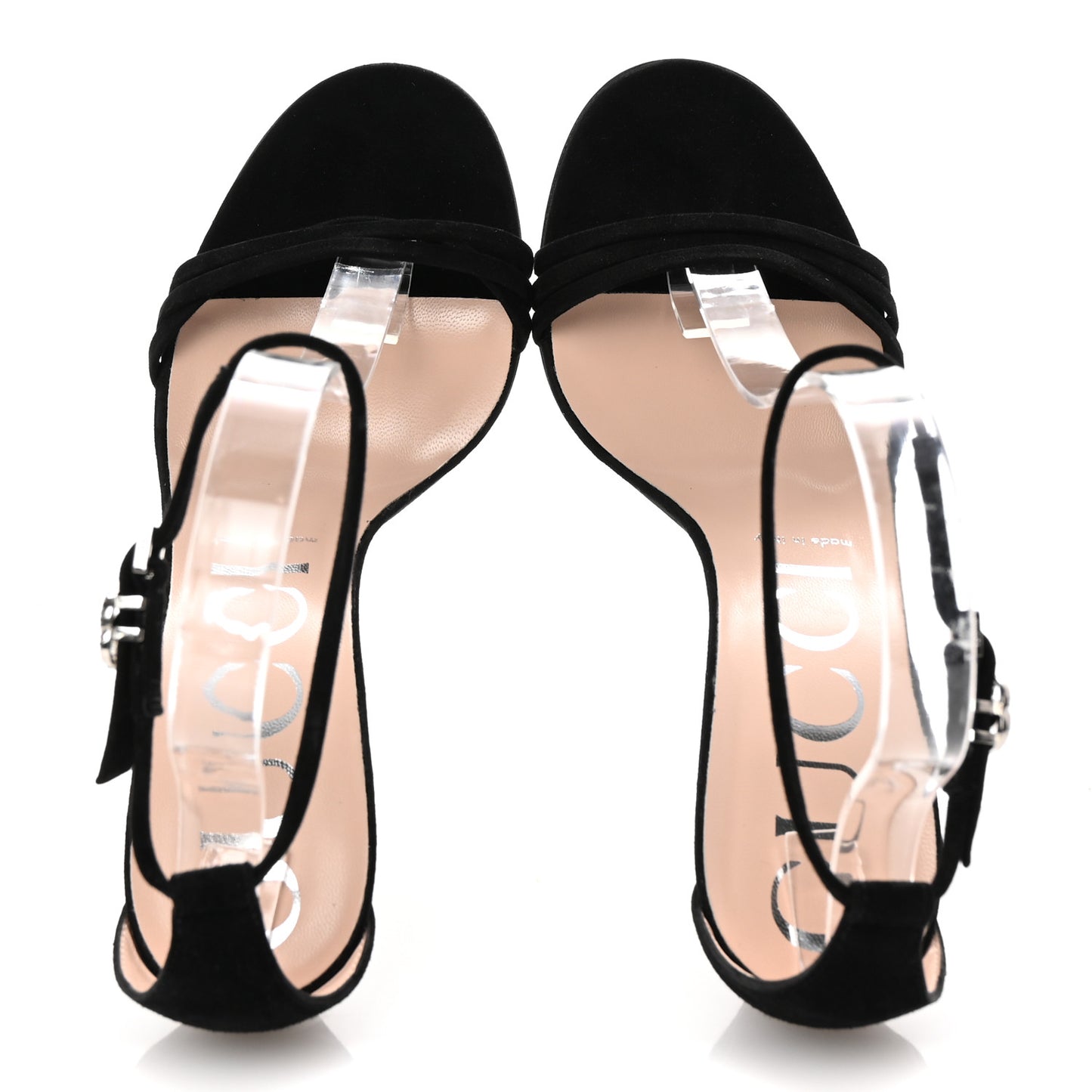 Kid Scamosciato GG Ankle Strap High Heel Sandals 38 Black