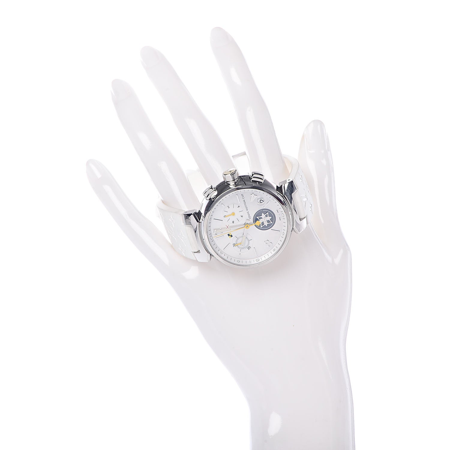 Louis Vuitton Stainless Steel Rubber Mother of Pearl 39mm Tambour Lovely Cup Quartz Watch 2 of 7