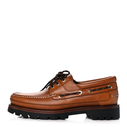 Louis Vuitton Calfskin Mens Summerland Boat Shoes 7.5 Cognac 1 of 11