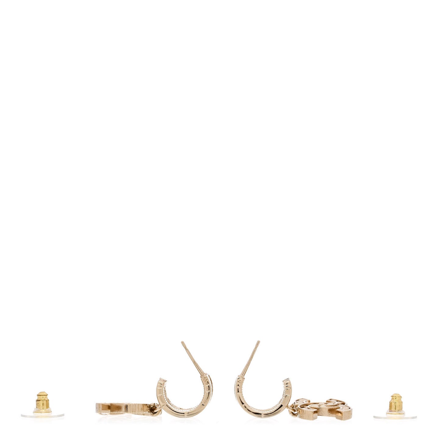 Crystal Pearl CC Hoop Drop Earrings Gold