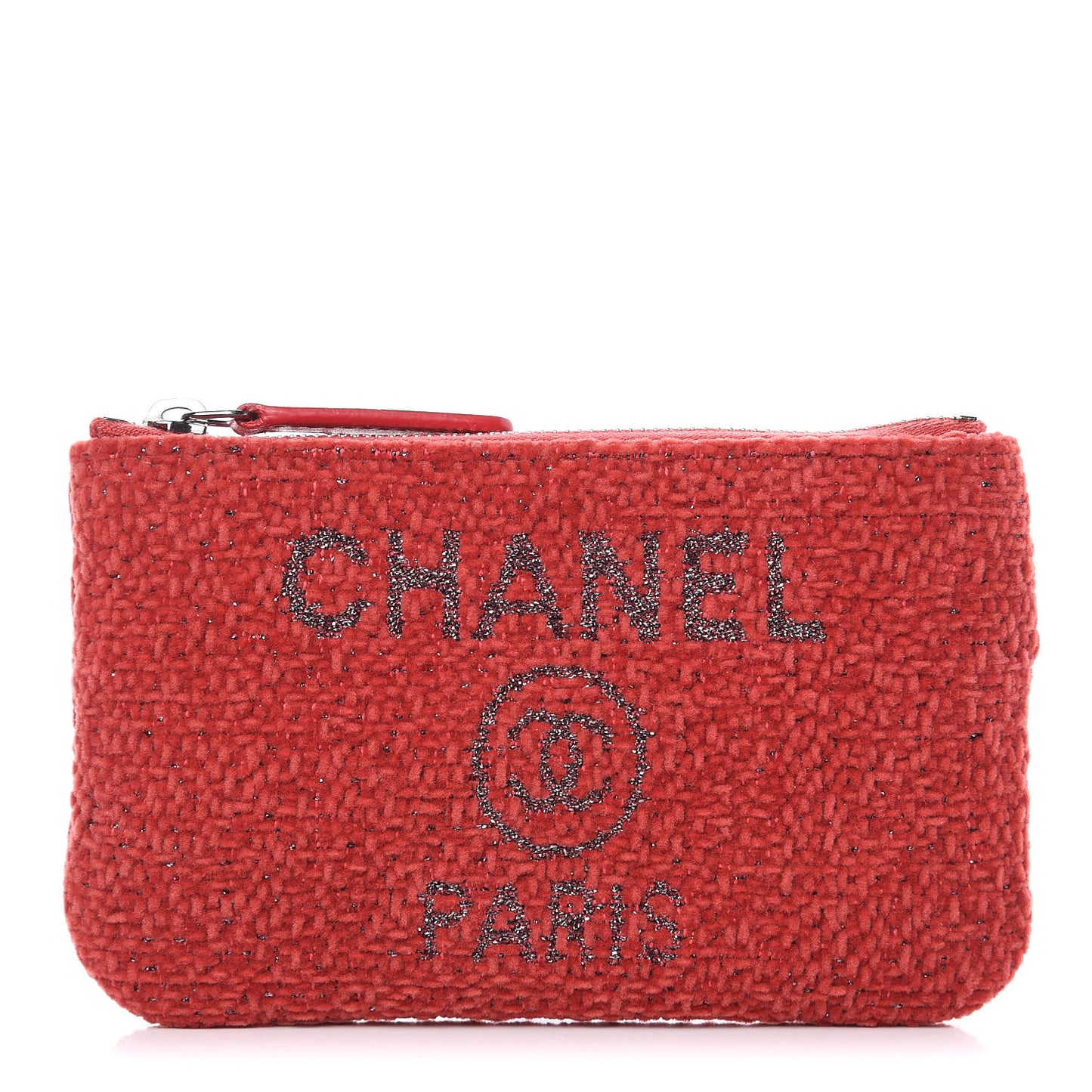 Lurex Boucle Deauville Cosmetic Pouch Red