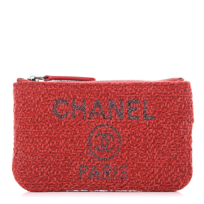 Chanel Lurex Boucle Deauville Cosmetic Pouch Red 1 of 8