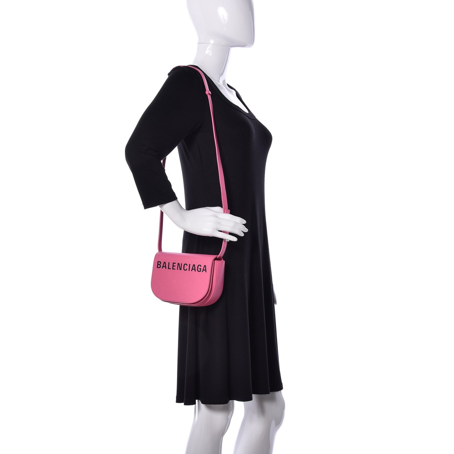 Signature Grained Calfskin Logo Print Ville Day Bag XS Rose Bubblegum Black