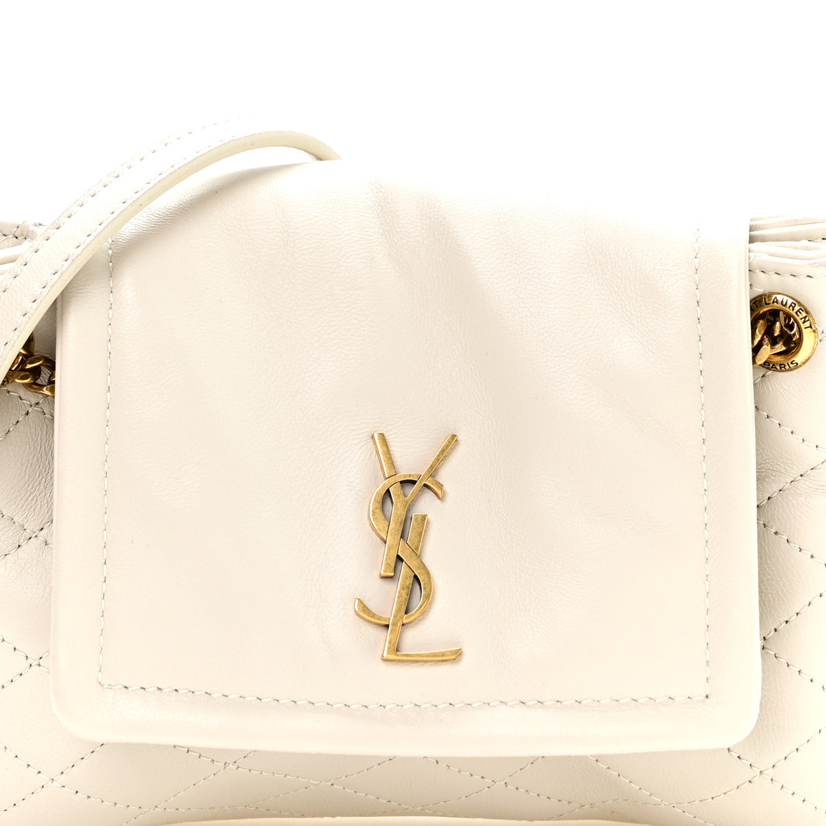 Lambskin Quilted Monogram Mini Nolita Blanc Vintage