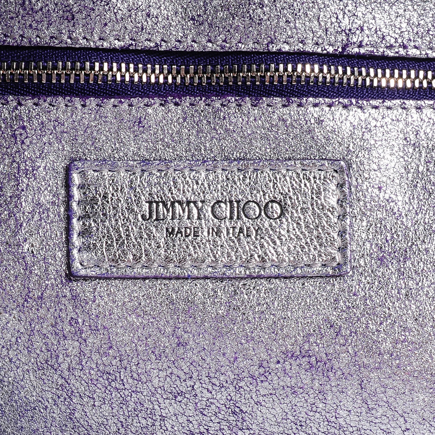 Crushed Metallic Leather Sasha Tote Purple Silver