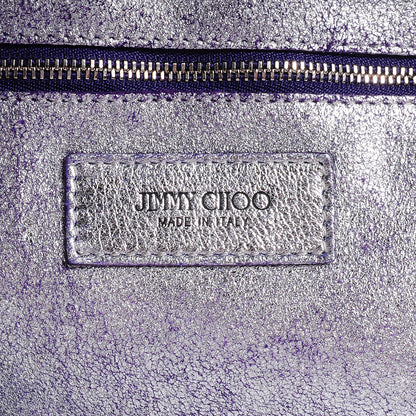 Jimmy Choo Crushed Metallic Leather Sasha Tote Purple Silver 6 of 8