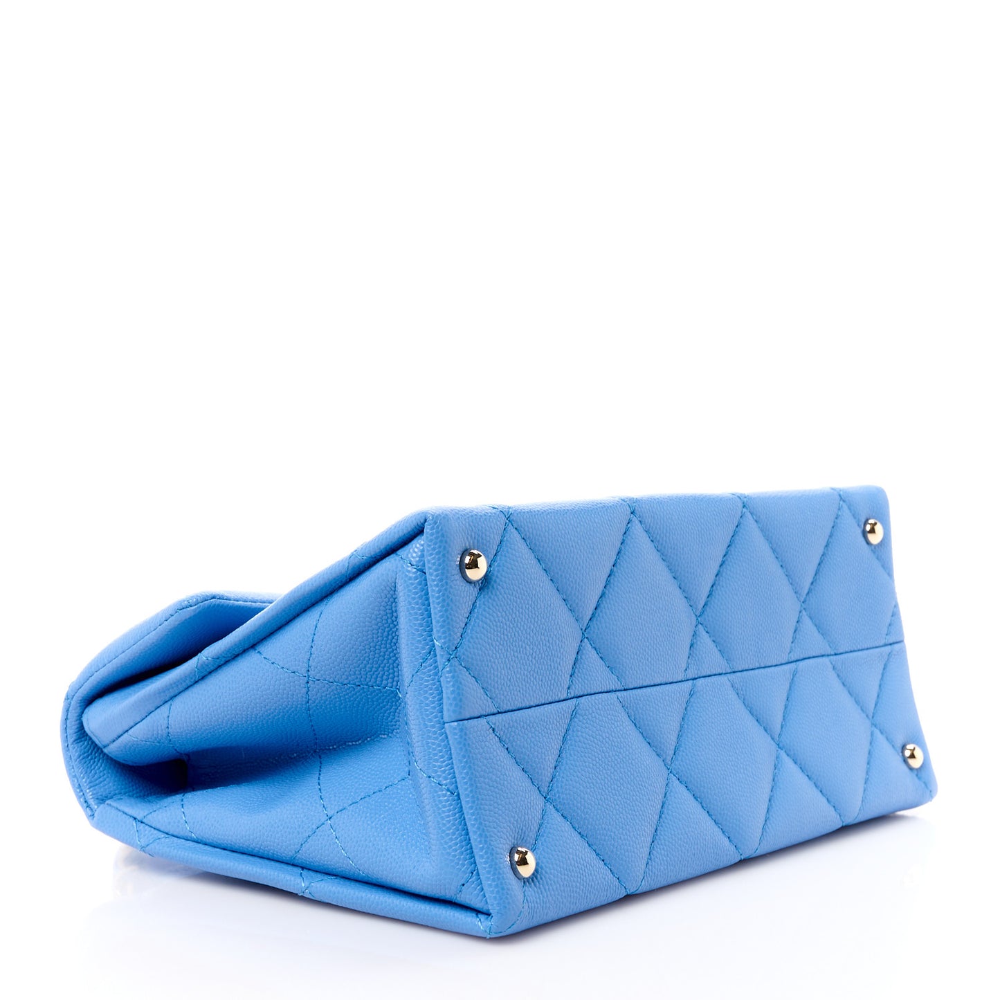 Caviar Quilted Mini Retro Twist Top Handle Flap Blue