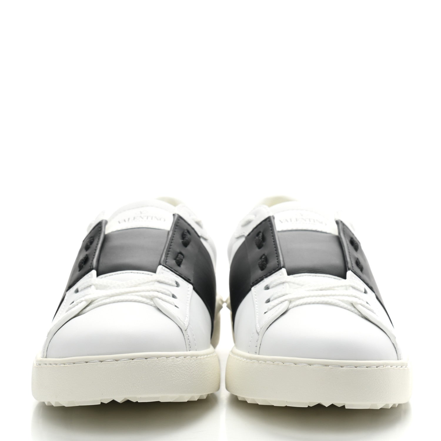 Valentino Garavani Calfskin Mens Rockstud Open Sneakers 41.5 White Black 2 of 8