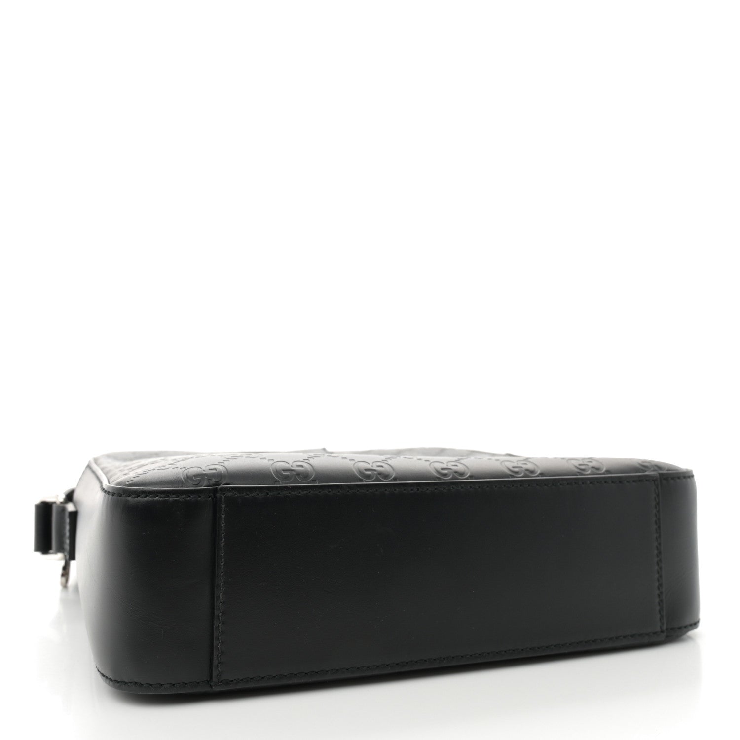 Gucci Guccissima Signature Medium Flat Messenger Bag Black 4 of 10