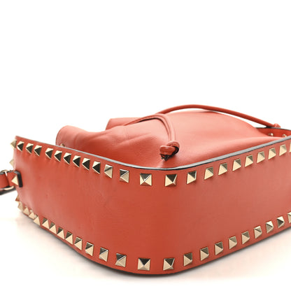 Valentino Garavani Grained Calfskin Rockstud Bucket Bag Orange 8 of 10