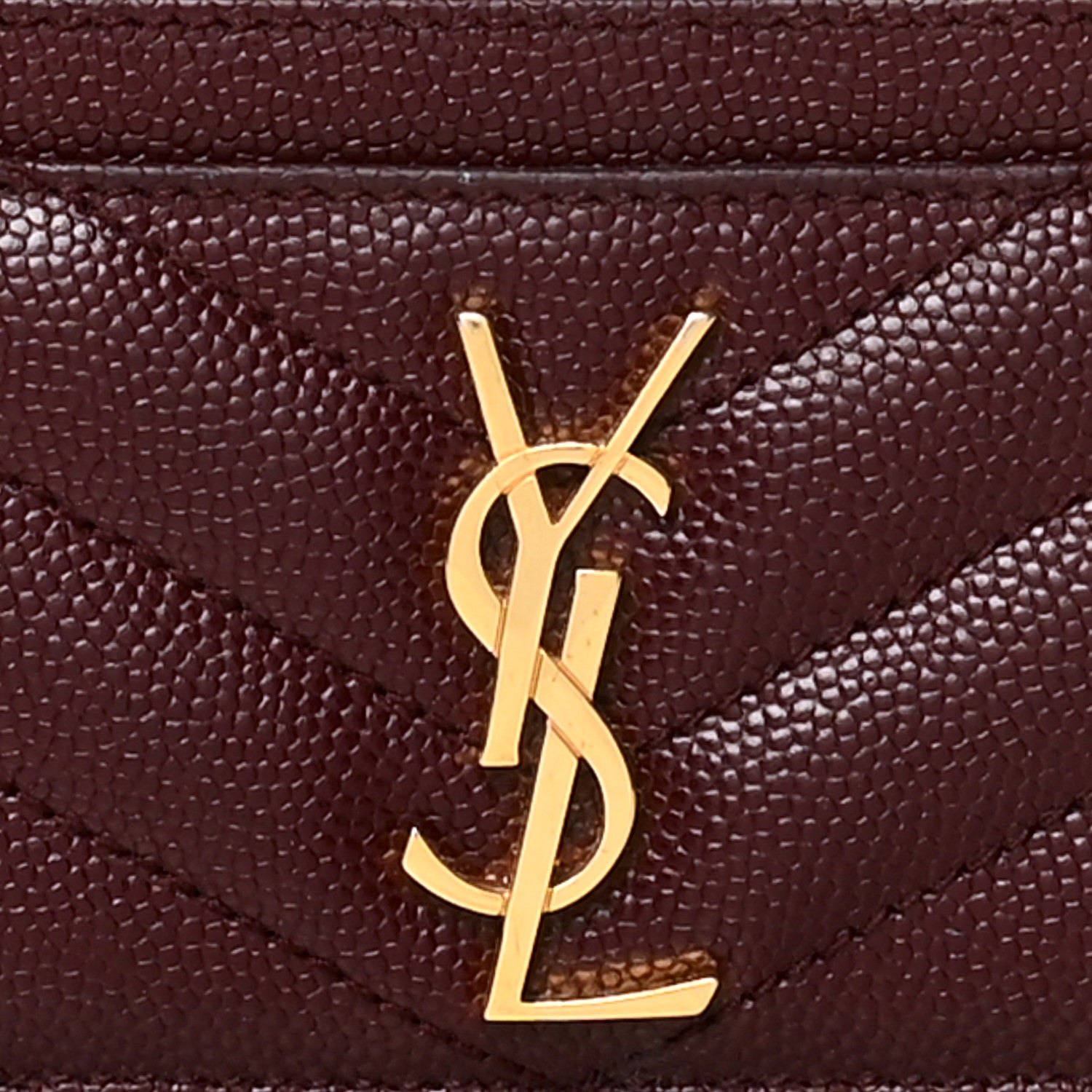Saint Laurent Grain De Poudre Matelasse Chevron Cassandre Credit Card Case Bordeaux 8 of 9