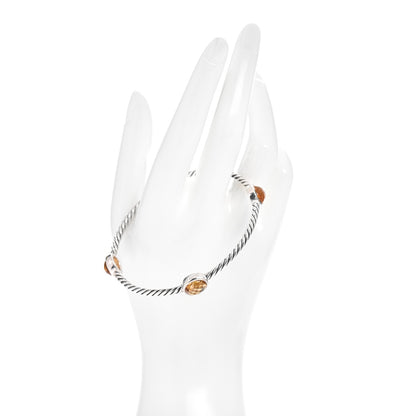 David Yurman Sterling Silver Citrine 3mm 4 Station Bangle Bracelet 2 of 4
