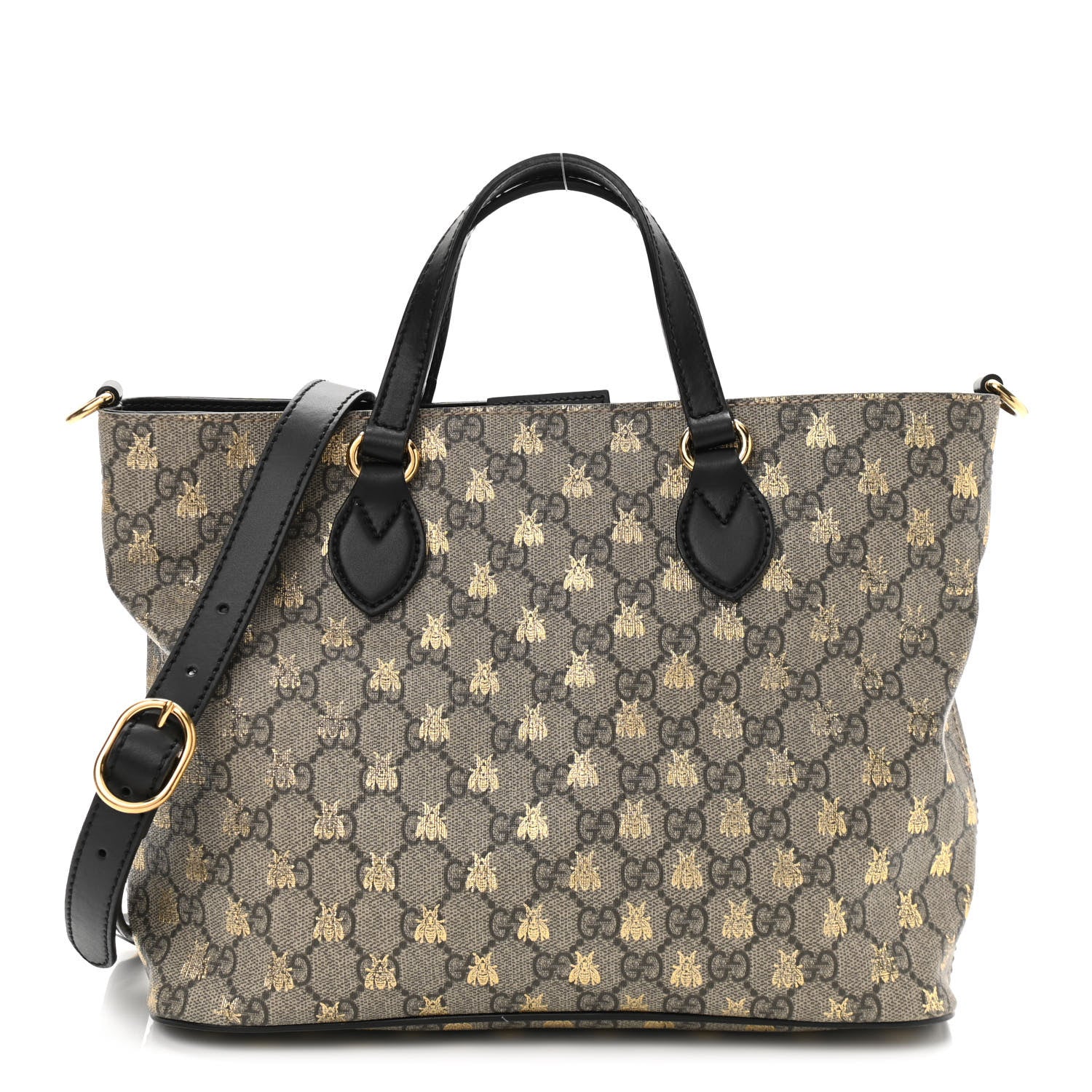 Gucci Soft GG Supreme Monogram Bees Small Crossbody Tote Beige Oro Black 1 of 12