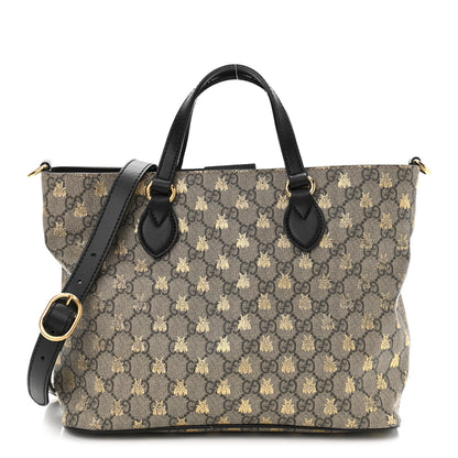 Gucci Soft GG Supreme Monogram Bees Small Crossbody Tote Beige Oro Black 1 of 12
