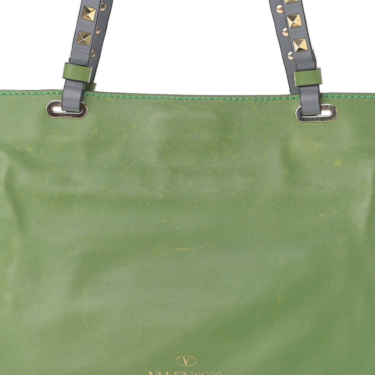 Vitello Colorblock Small Rockstud Tote Deep Rose Clover Grey Scarlet