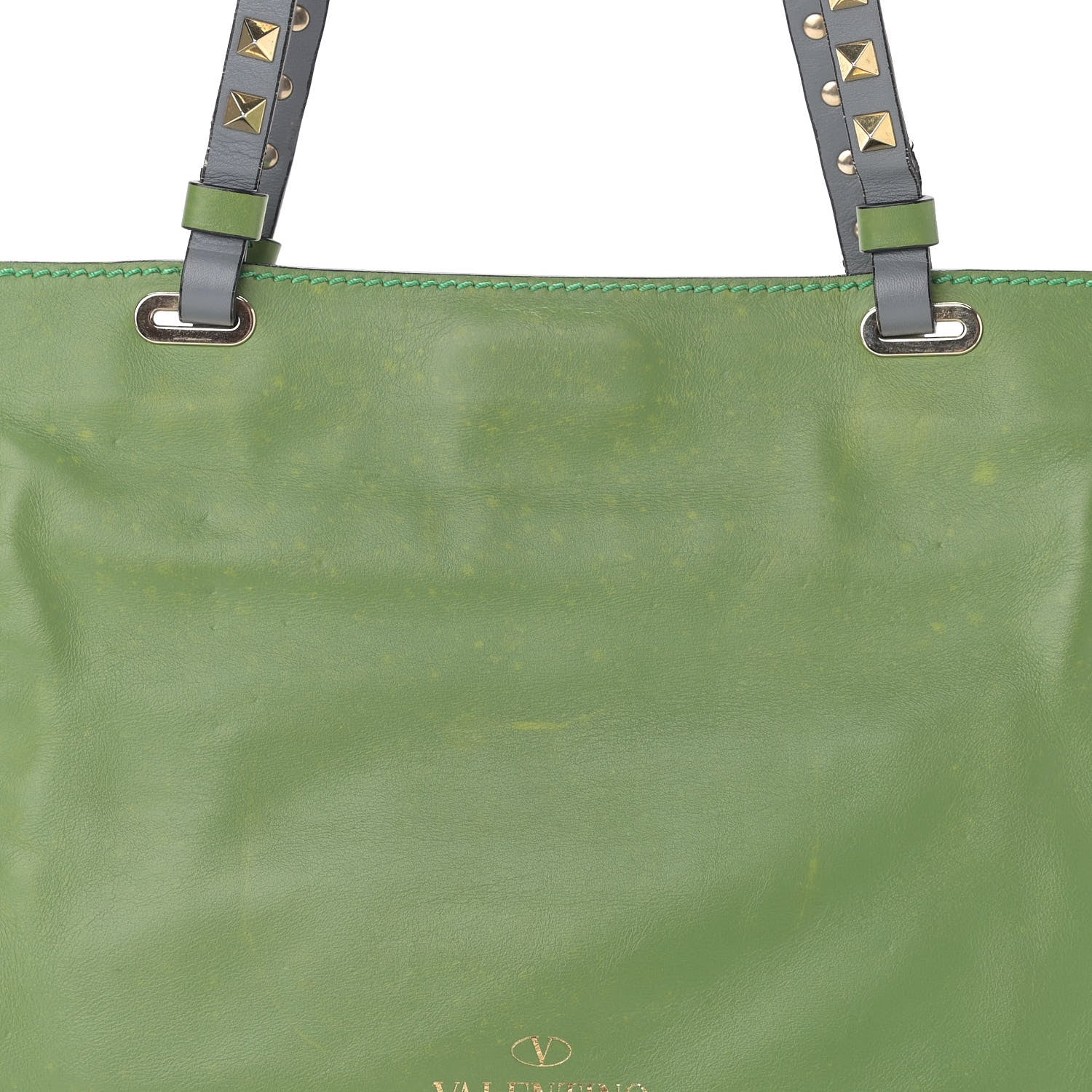 Valentino Garavani Vitello Colorblock Small Rockstud Tote Deep Rose Clover Grey Scarlet 11 of 17