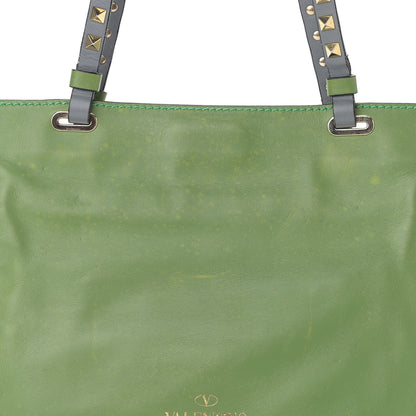 Valentino Garavani Vitello Colorblock Small Rockstud Tote Deep Rose Clover Grey Scarlet 11 of 17