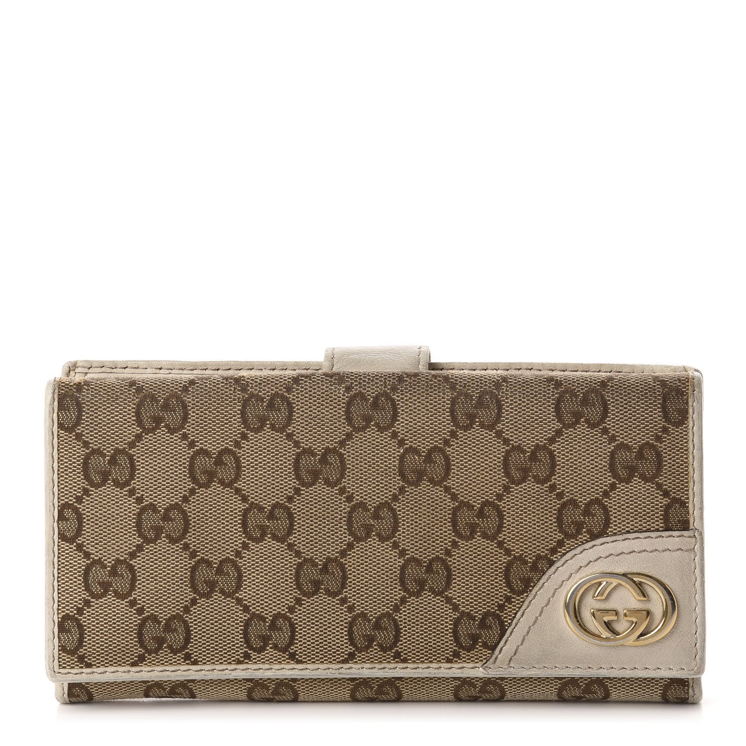 Gucci Monogram New Britt Continental Snap Wallet Off White 1 of 15