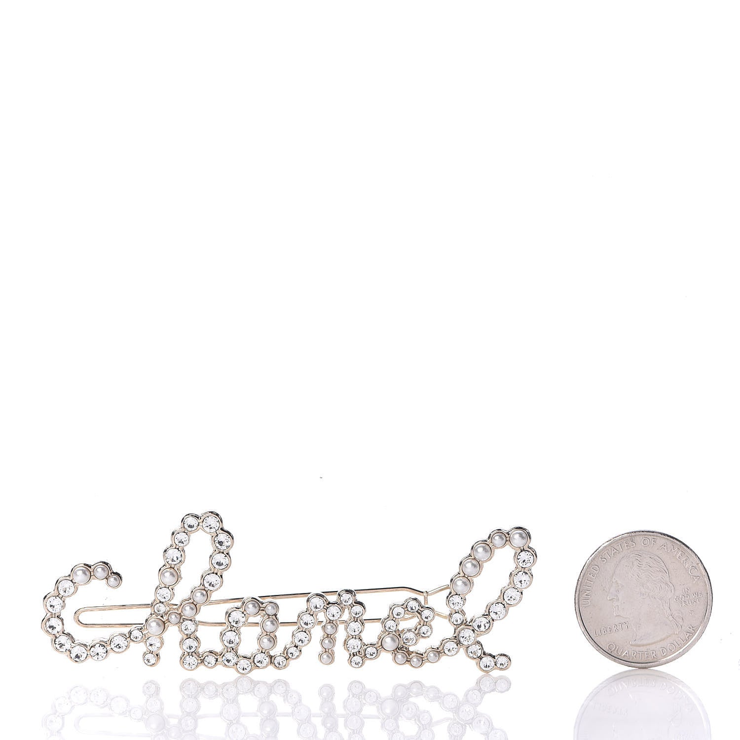 Chanel Metal Glass Swirling Pearls Hair Clip Gold 2 of 5