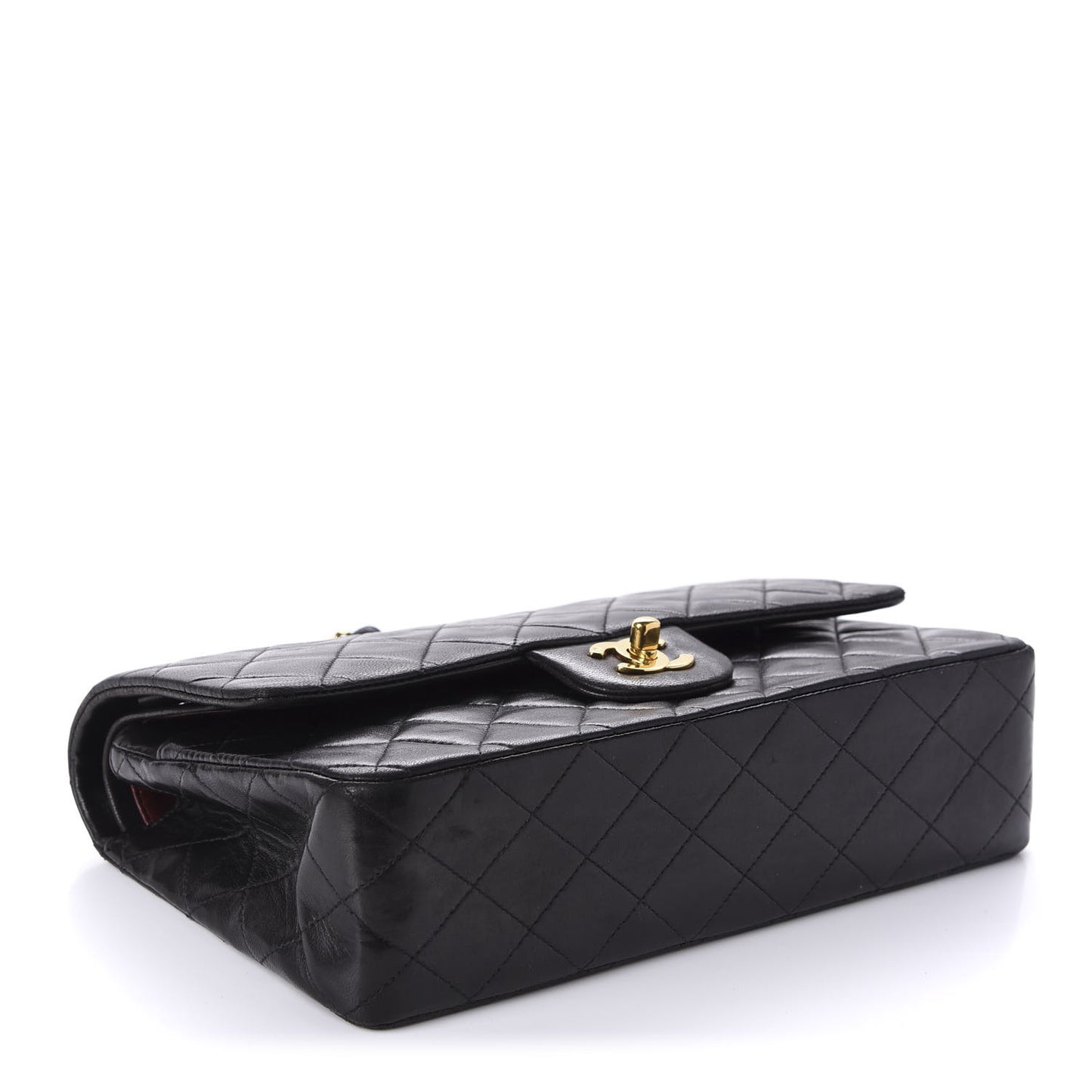 Lambskin Quilted Medium Double Flap Black