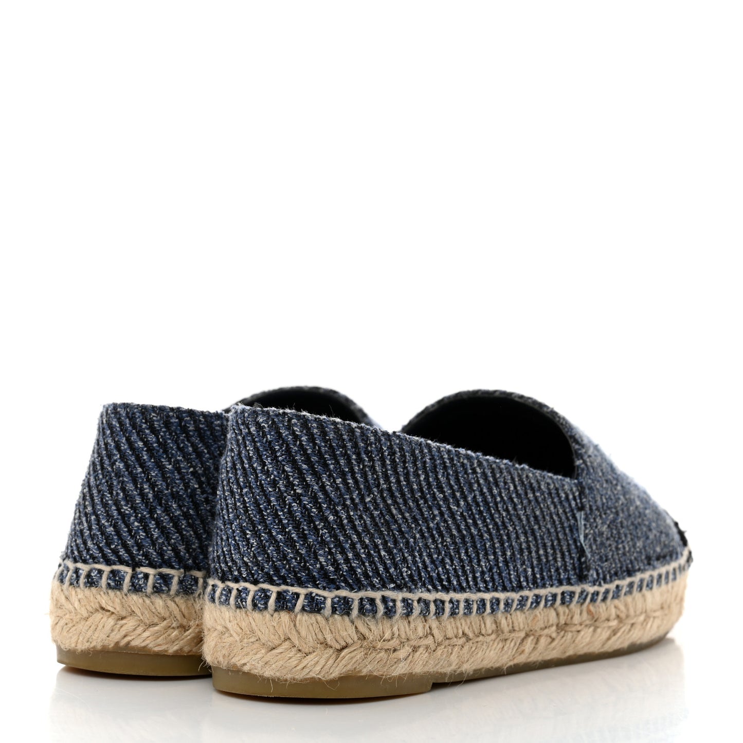 Cotton Tweed CC Espadrilles 38 Blue Ecru Black