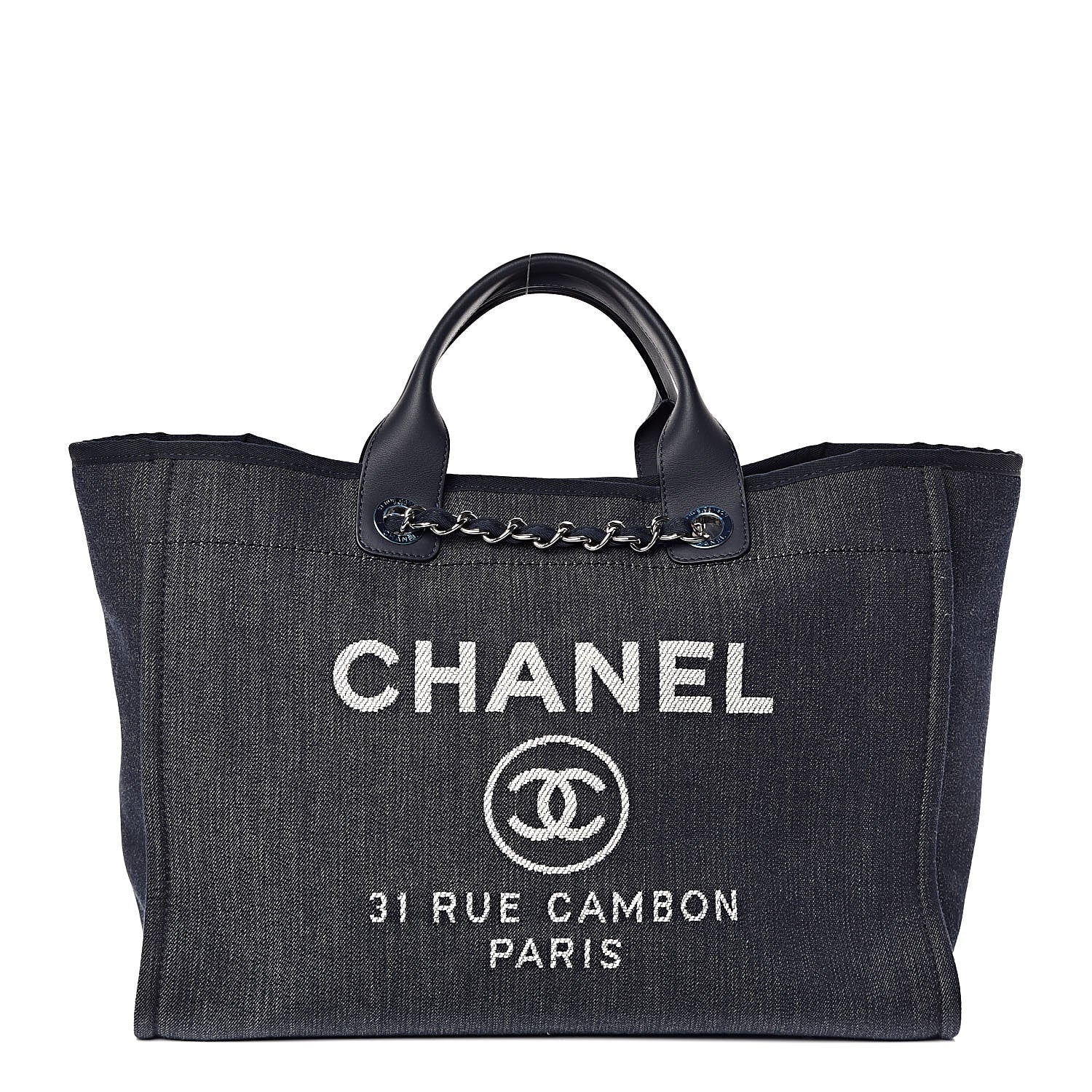 Chanel Denim Large Deauville Tote Dark Blue 1 of 9