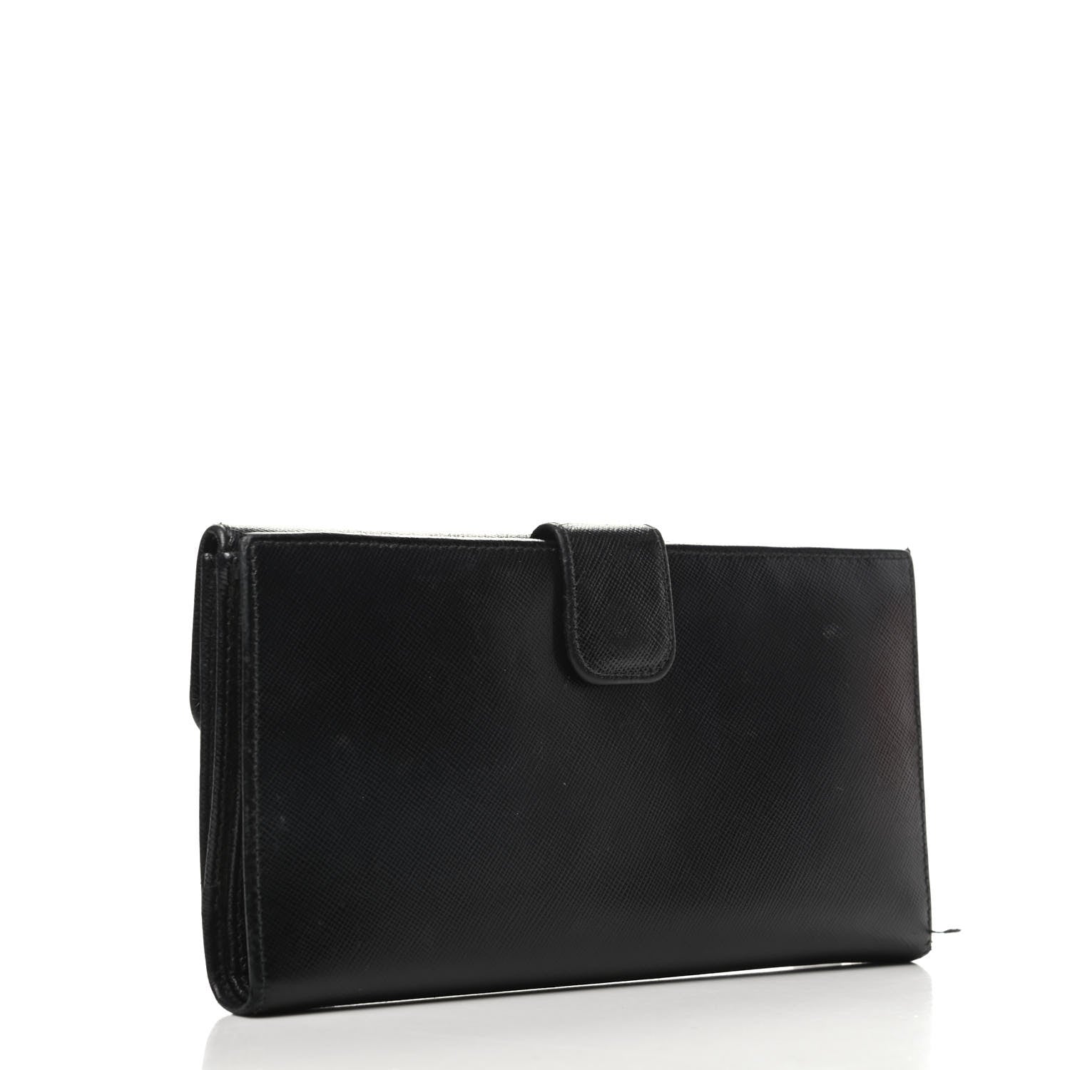 Prada Saffiano Metal Continental Flap Wallet Black 3 of 10