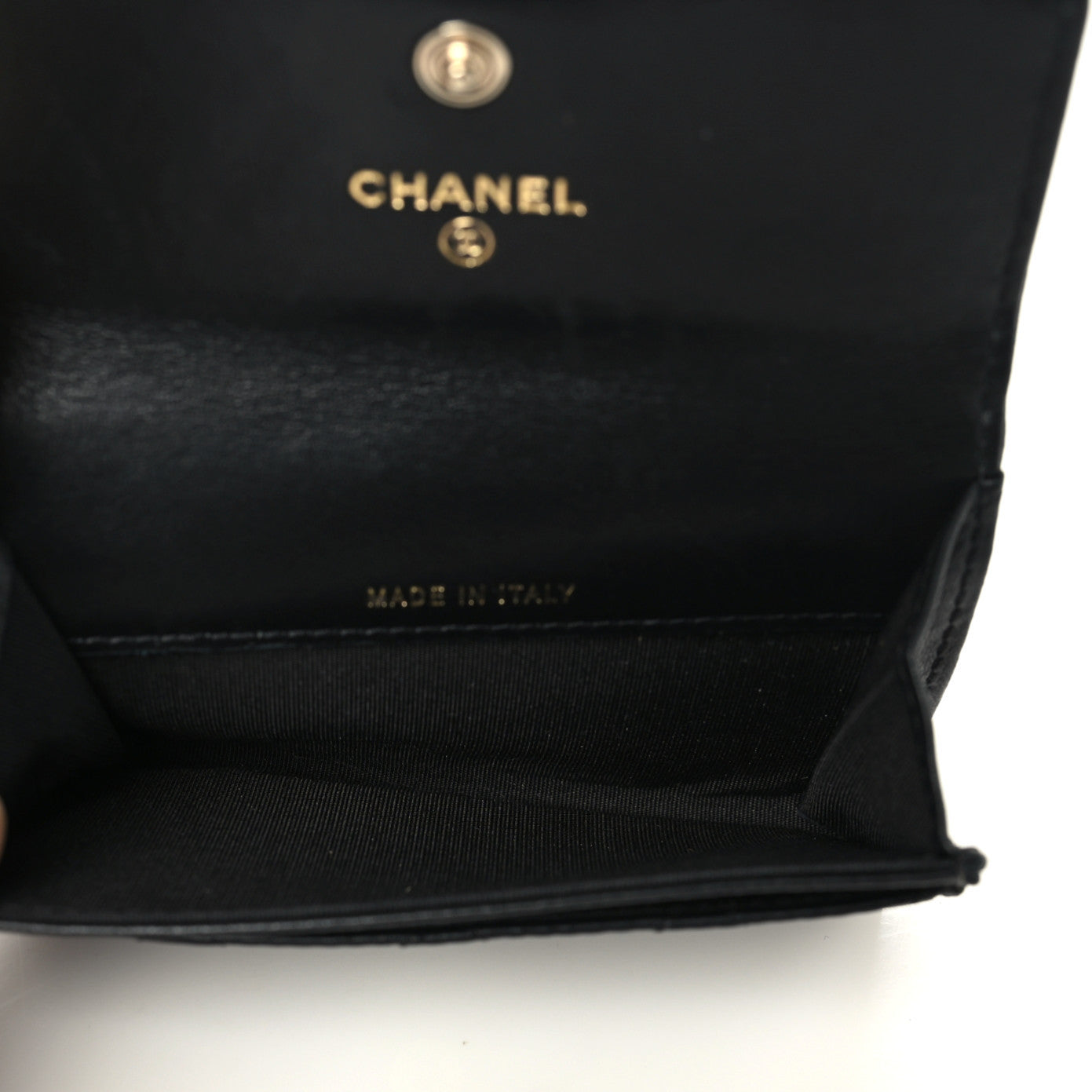 Lambskin Quilted Camellia Flap Card Holder Black