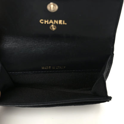 Chanel Lambskin Quilted Camellia Flap Card Holder Black 6 of 9