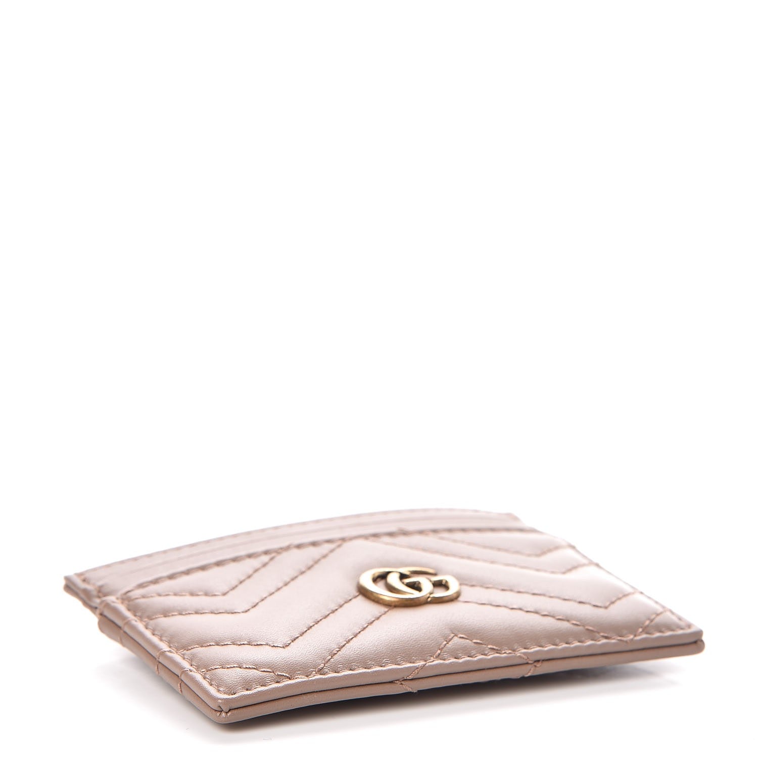 Gucci Calfskin Matelasse GG Marmont Card Holder Porcelain Rose 4 of 7