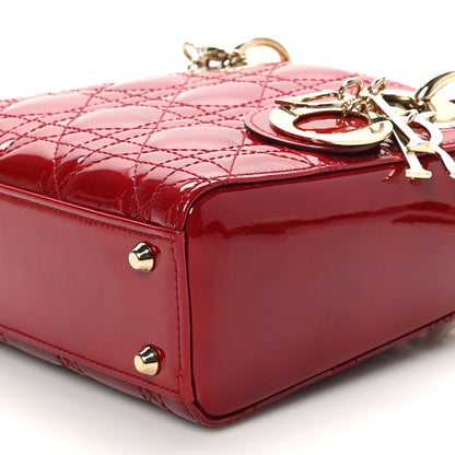 Christian Dior Patent Cannage Mini Lady Dior Rouge Cerise 10 of 11