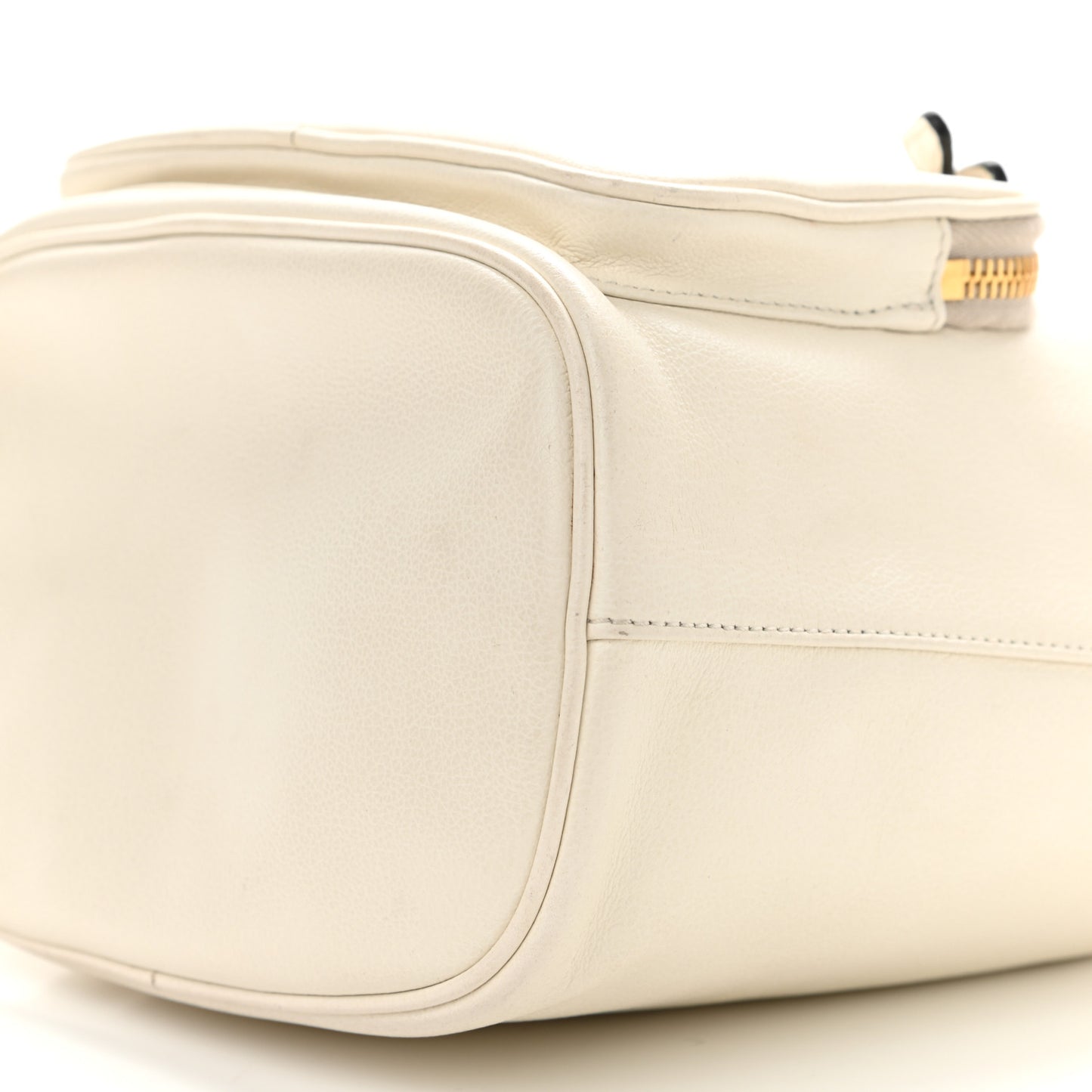 Glace Calfskin Logo Mini Bucket Crossbody Bag White