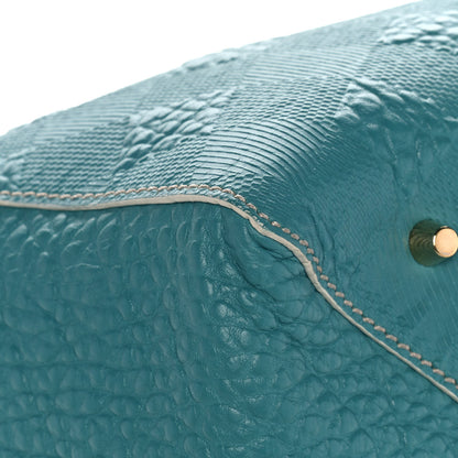 Burberry Signature Grain Calfskin Check Embossed Small Canterbury Tote Aqua Green 9 of 16