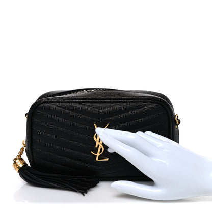 Saint Laurent Grain De Poudre Matelasse Monogram Mini Lou Camera Bag Black 2 of 10