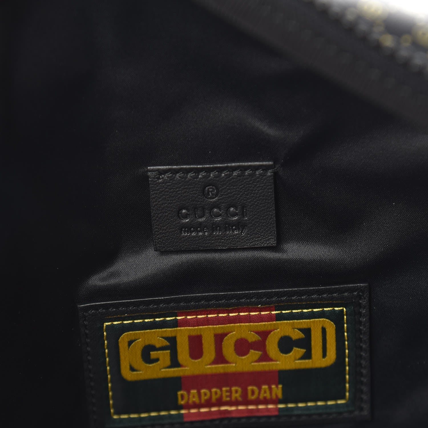 Gucci X DAPPER DAN Calfskin Laminated Ayers GG Micro Monogram Mens Belt Bag Black 6 of 12