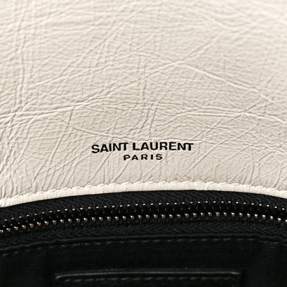 Saint Laurent Crinkled Calfskin Matelasse Monogram Medium Niki Chain Satchel Blanc Vintage 6 of 11